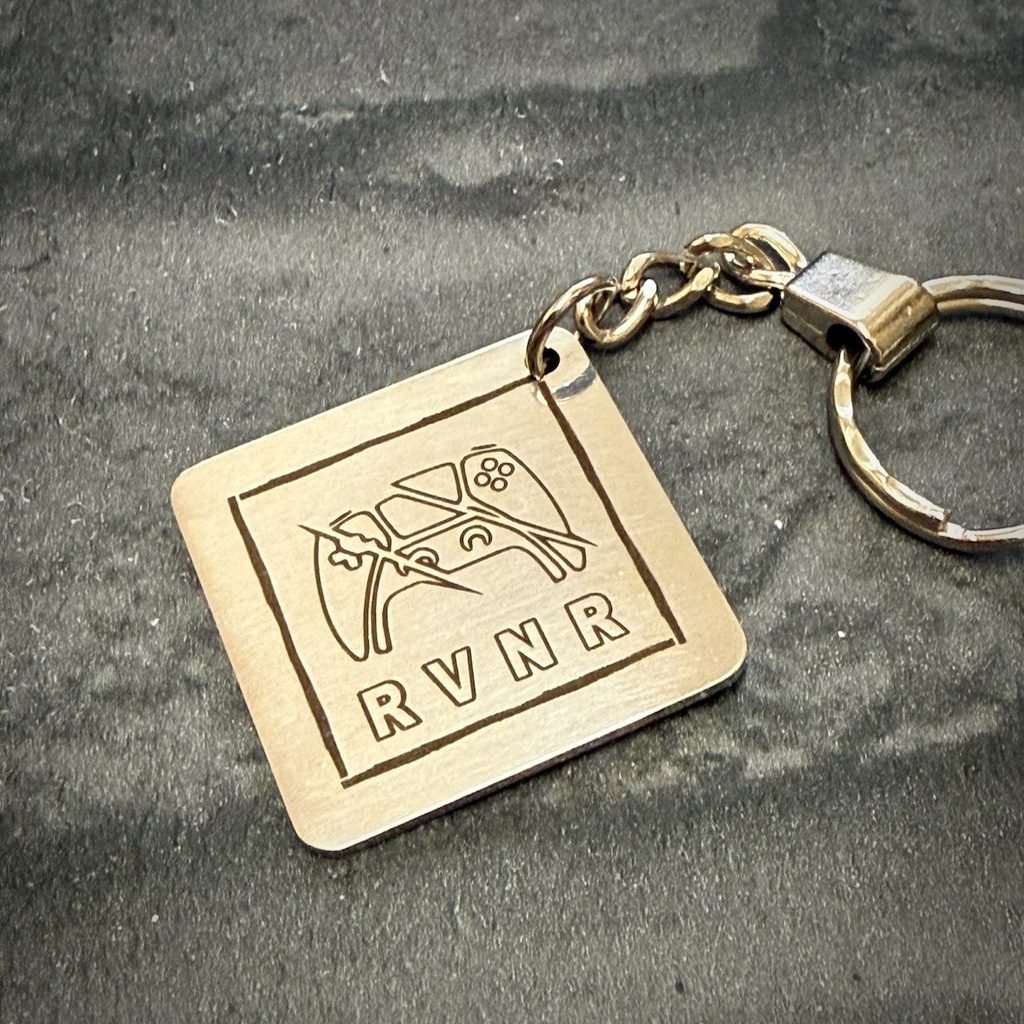 Polished stainless steel keyring with RVNR logo - UK