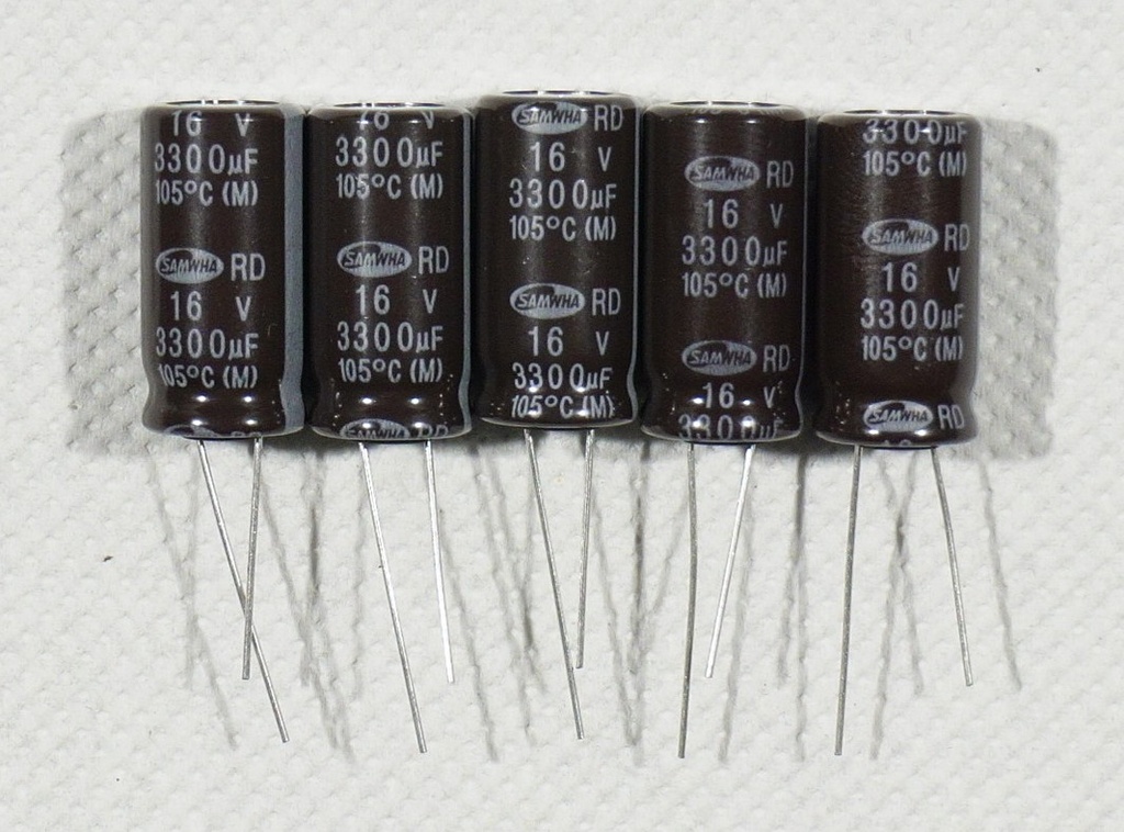 5 Pieces Capacitors 3300uF 16v low ESR