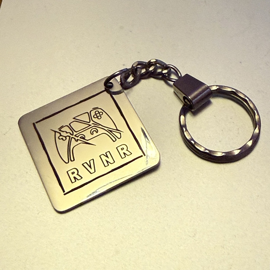 Polished stainless steel keyring with RVNR logo - UK