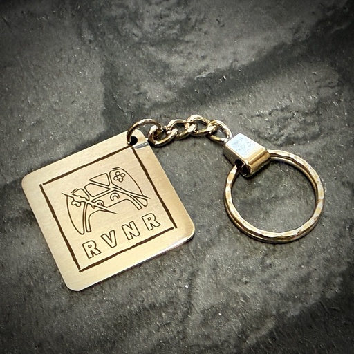 Polished stainless steel keyring with RVNR logo - UK